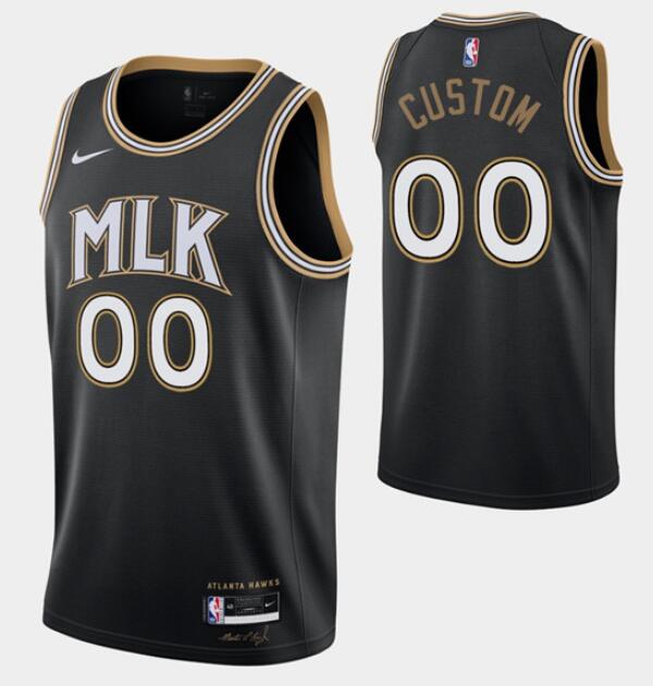 Men's Atlanta Hawks Customized Black MLK City Swingman 2020-21 Stitched Jersey Men's Atlanta Hawks Customized Black MLK City Swingman 2020-21 Stitched Jersey
